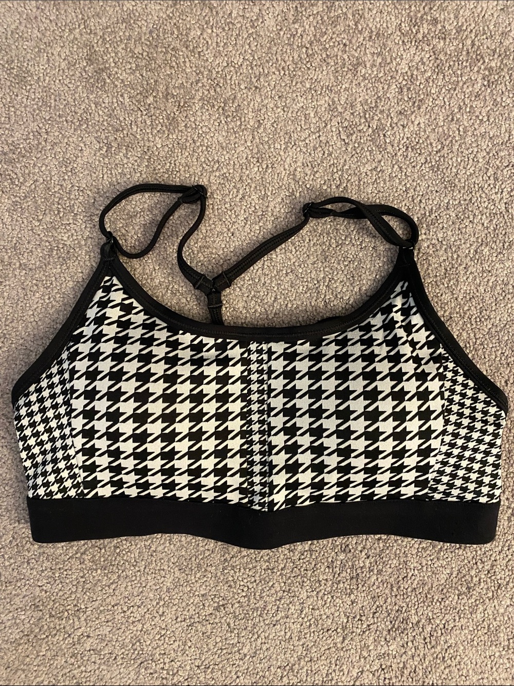 Nike Houndstooth Sports Bralette - Black & White